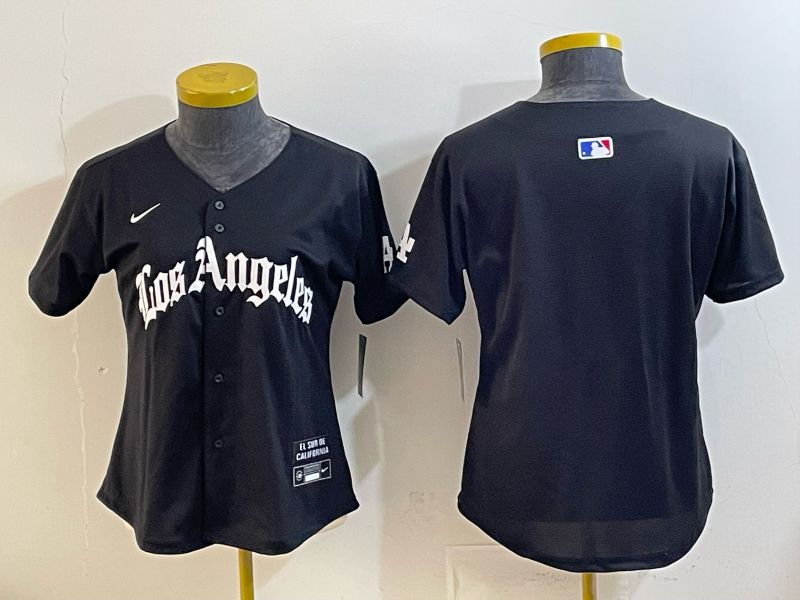 Women 2026 Los Angeles Dodgers Blank Black Game Nike MLB Jersey style 001->women mlb jersey->Women Jersey